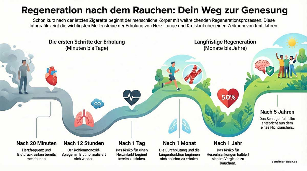 Regeneration einer Raucherlunge sogar nach 20 Jahren Rauchen Zeitstrahl der Regeneration einer Raucherlunge nach 20 Jahren Rauchen