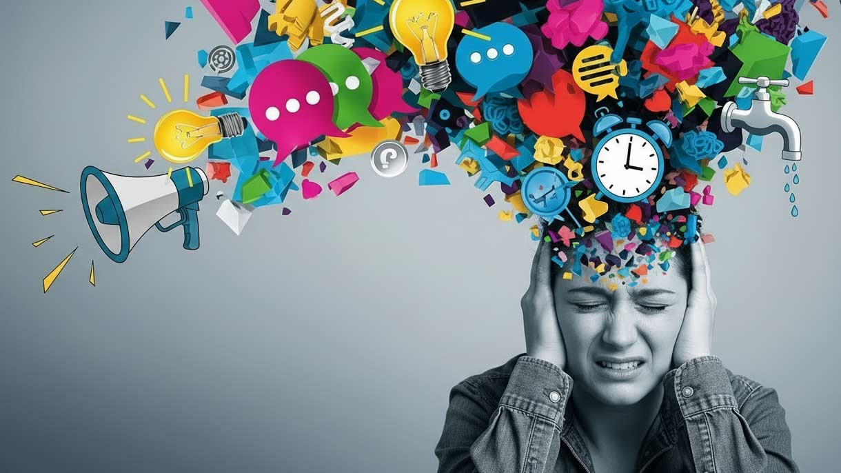 Reizüberflutung bei Hochsensiblen visualisiert chaotische Formen. Überwältigendes sensorisches Erleben und Reizüberflutung des Nervensystems bei hoher Sensibilität.