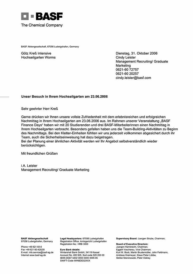 Begeisterung bei den BASF Finance Days BASF Finance Days – Teamtraining Hochseilgarten Worms, Studierende & Recruiting, Teambuilding